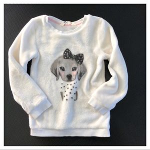 White Fuzzy dog print sweater